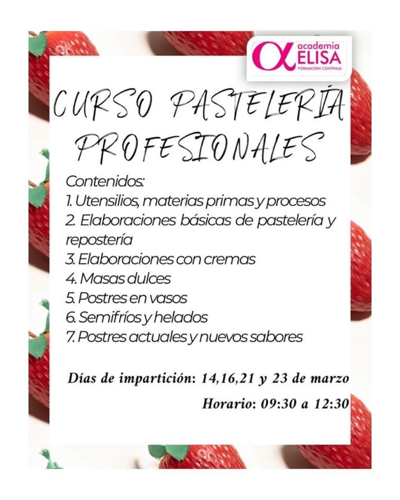 CURSO PASTELERÍA PROFESIONALES